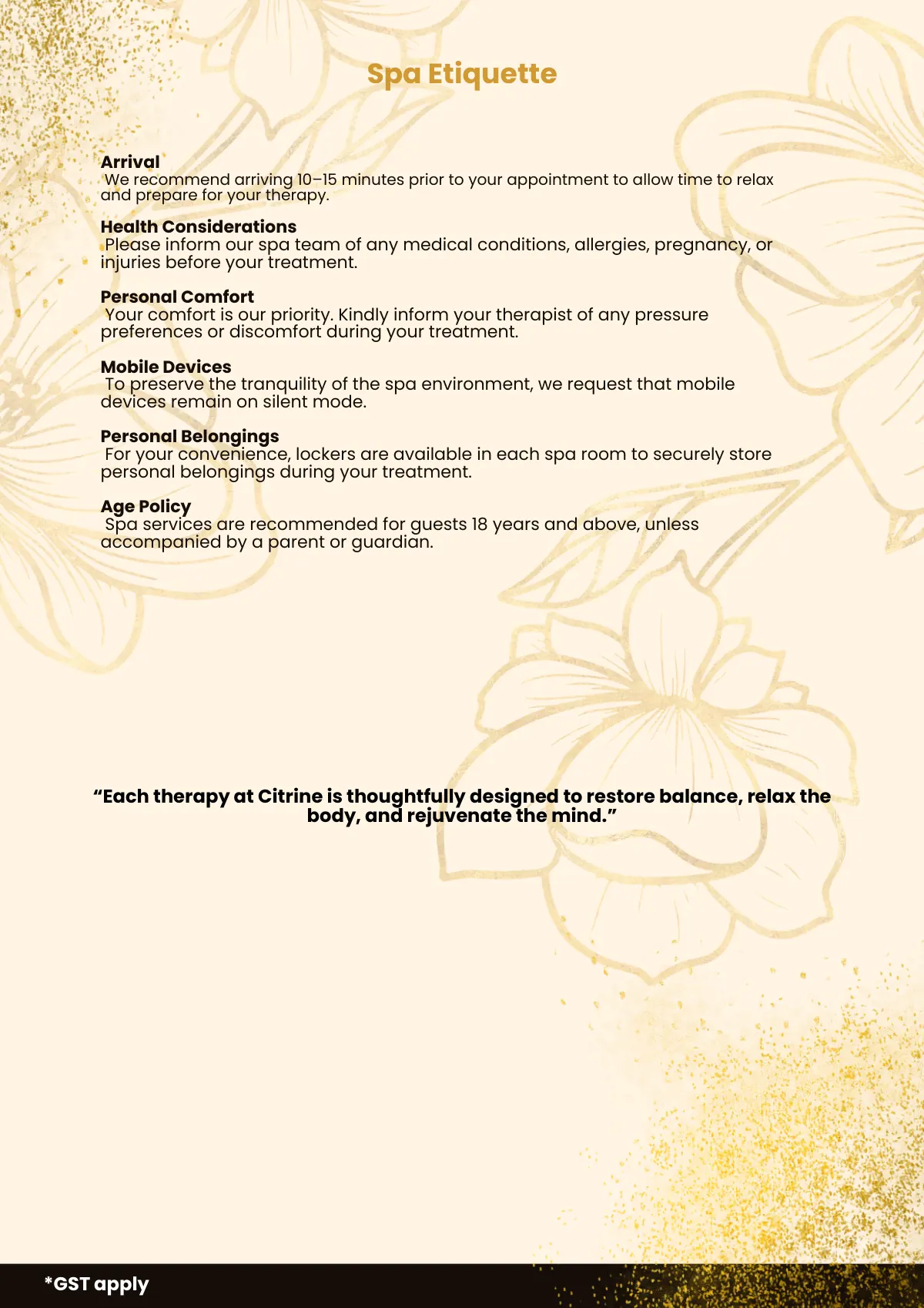 Citrine menu, page 7
